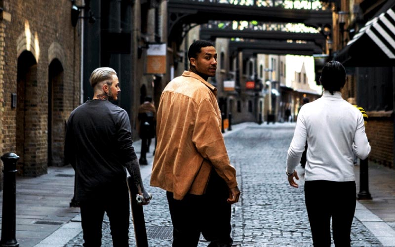 group of men walking around the Birmingham's Gun Quarter, Birmingham dark tour, September 2024, UK