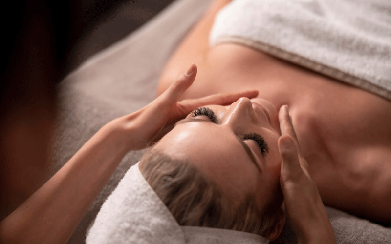 closeup of someone getting a face massage, Birmingham beauty, October 2024, UK