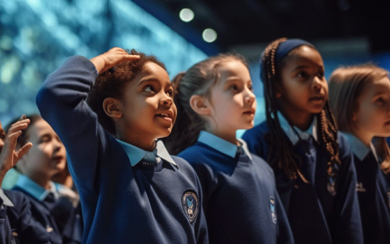 students visiting Science and Media Museum, school trip, October 2024, UK