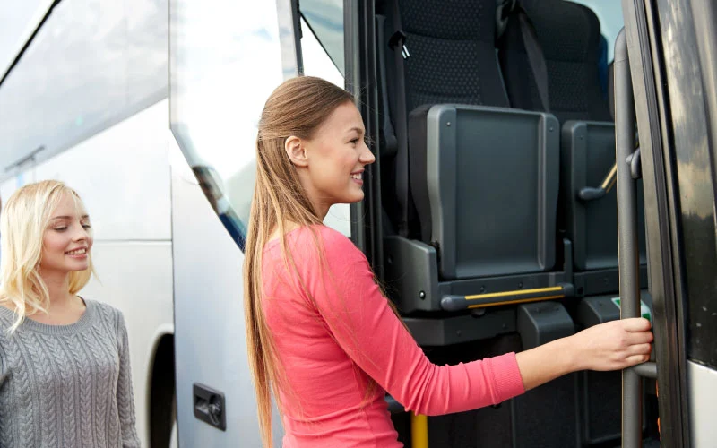 Coach passengers boarding in Birmingham for trip to London.